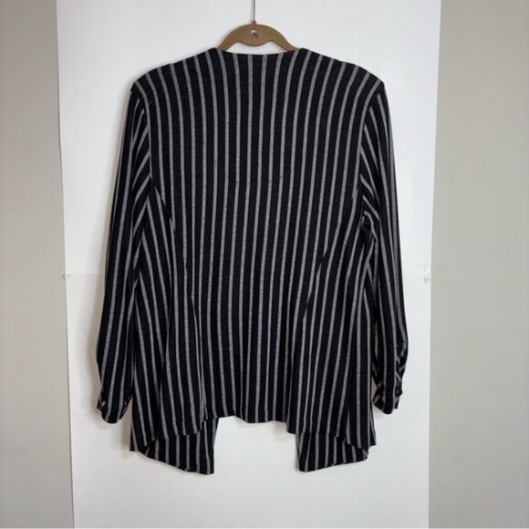 Tart Women’s XL Open Front Sweater Cardigan Monochrome Striped Knit Pockets - Picture 9 of 9